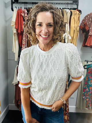 Cream Textured Top