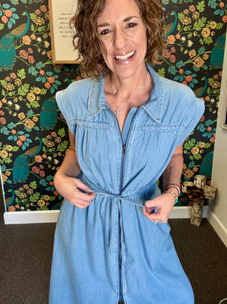 Stonewash Zip Dress