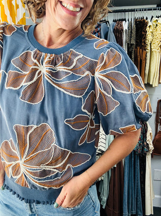 Denim Bloom Top