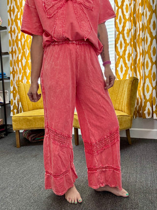 Mineral Washed Coral Pants