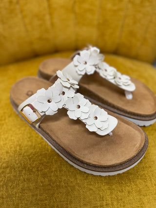 White Bless her Heart Sandals