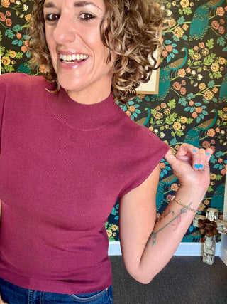 Wine Mockneck Top