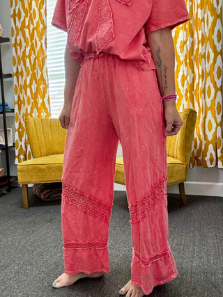 Mineral Washed Coral Pants