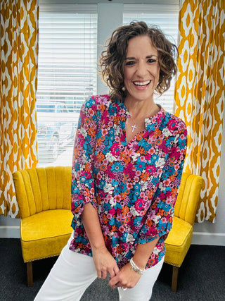 Magenta Floral Lizzy Top