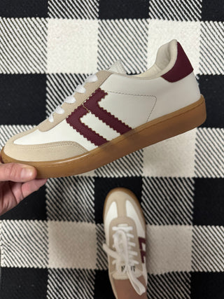 Burgundy Striped Sneakers