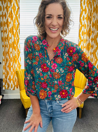 Teal Green Floral Lizzy