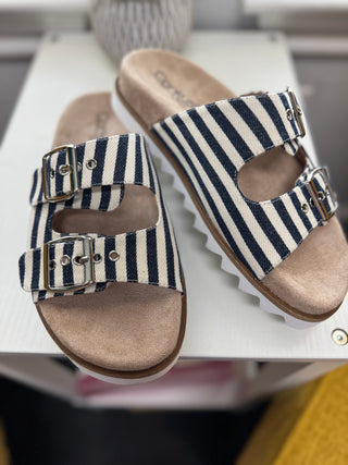 Navy Striped Dash Sandals