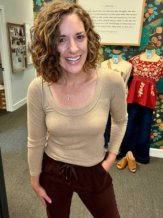 Brown Scoop Neck