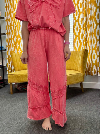 Mineral Washed Coral Pants