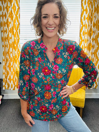 Teal Green Floral Lizzy