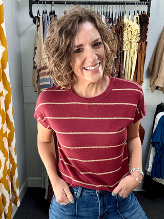 Burgundy Striped Top