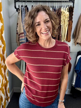 Burgundy Striped Top