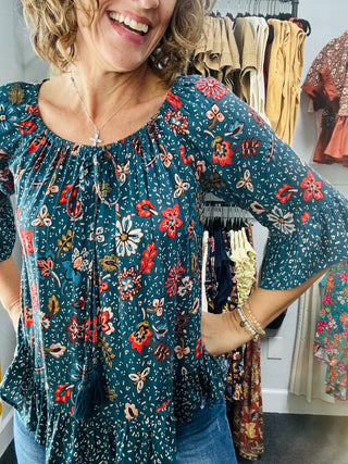 Forest Night Floral Top