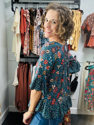 Forest Night Floral Top
