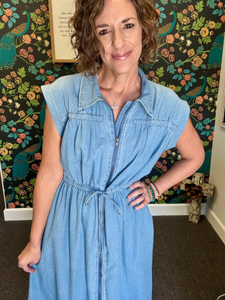 Stonewash Zip Dress