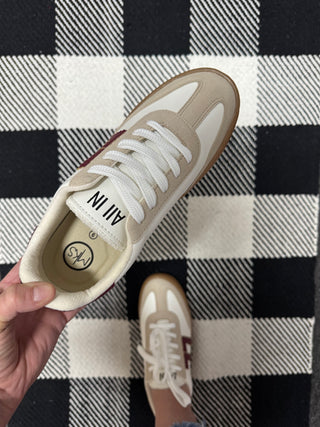 Burgundy Striped Sneakers