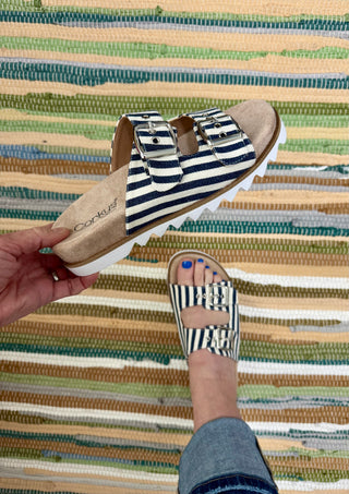 Navy Striped Dash Sandals