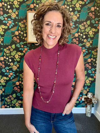 Wine Mockneck Top