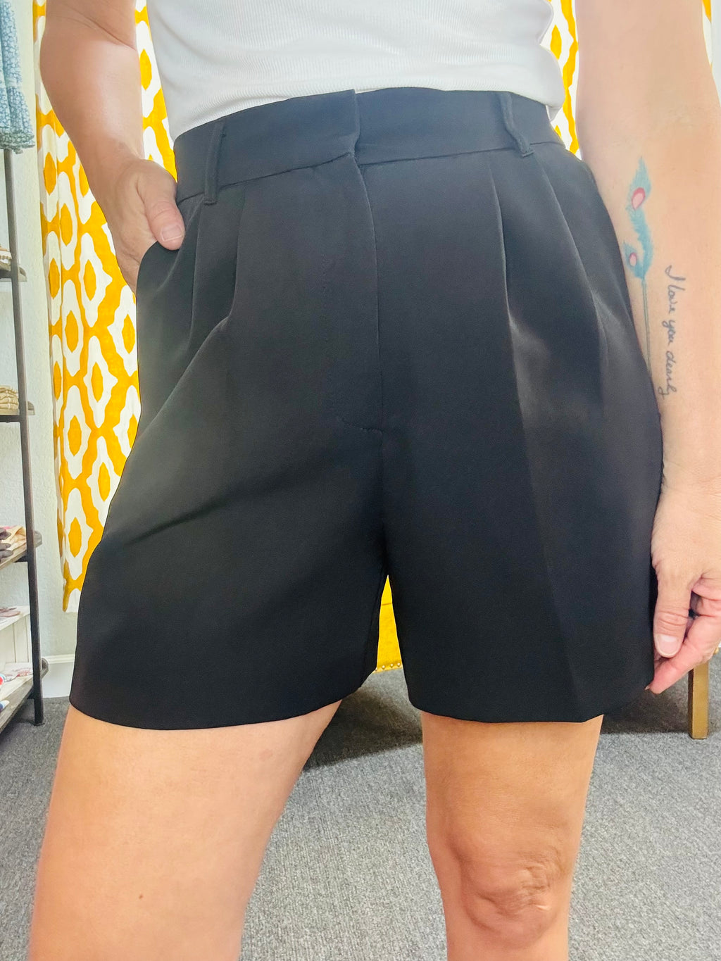 Black Tailored Shorts Turquoise Peacock Boutique — free download
