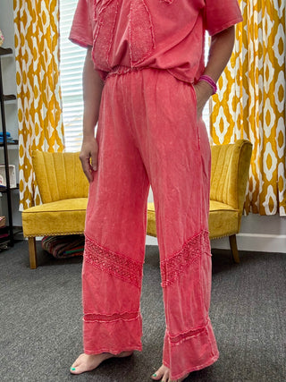 Mineral Washed Coral Pants