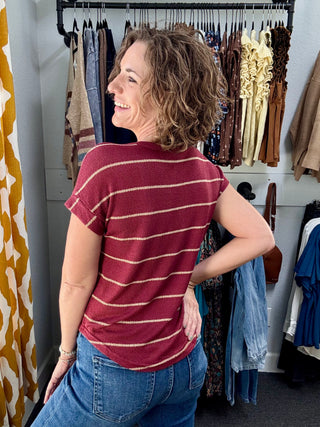 Burgundy Striped Top
