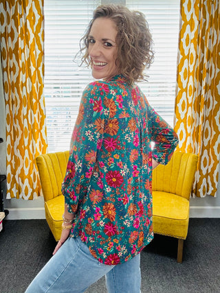 Teal Green Floral Lizzy