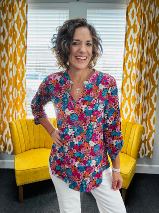 Magenta Floral Lizzy Top