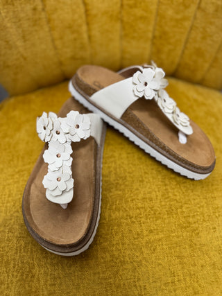 White Bless her Heart Sandals