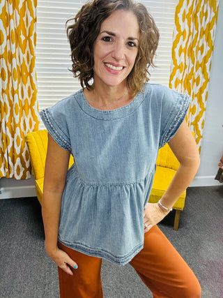 Braided Denim Top