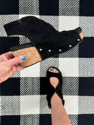 Black Suede Frisky Wedge