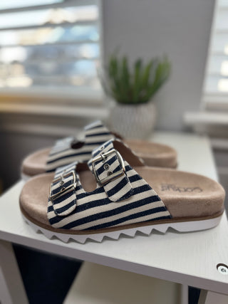 Navy Striped Dash Sandals