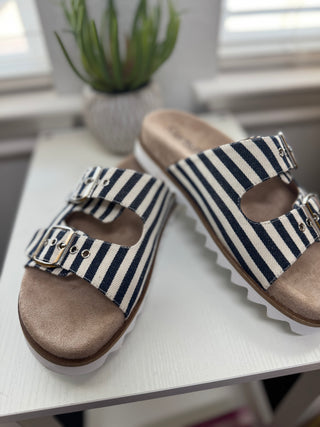 Navy Striped Dash Sandals