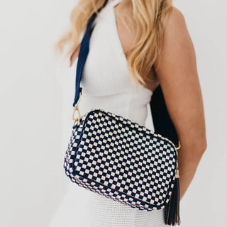 Navy Checkered Willow Bag