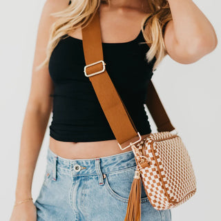 Brown Checkered Willow Bag