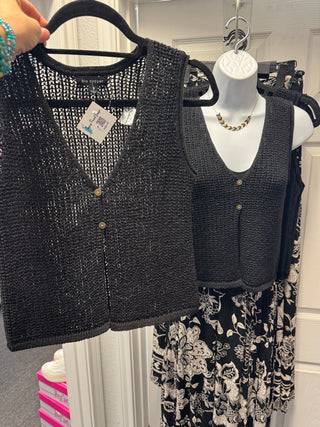 Black Crochet Vest