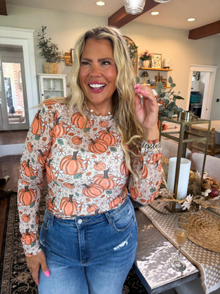 Perfect Pumpkin Mesh Top