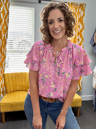 Pink Sunrise Garden Top