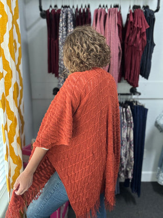 Rust Fringe Poncho