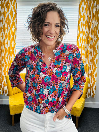 Magenta Floral Lizzy Top