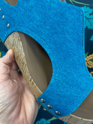 Turquoise Washed Canvas Carley Wedge