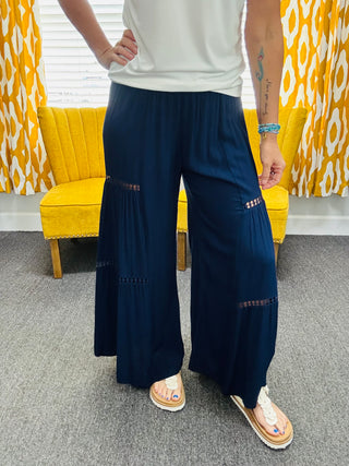 Navy Wide Leg Pants