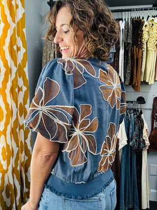 Denim Bloom Top