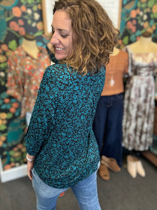 Black Teal Lizzy Top