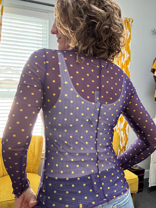 Purple Darling Dot Mesh Top