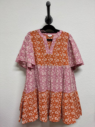 Pink + Orange Paisley Dress