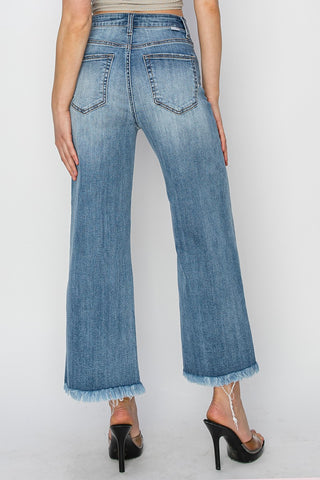 Frayed Crop Wide Leg Jeans