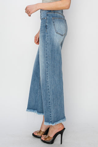 Frayed Crop Wide Leg Jeans