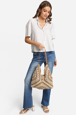 Khaki Straw Bag