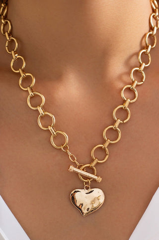 Gold Hammered Heart Necklace
