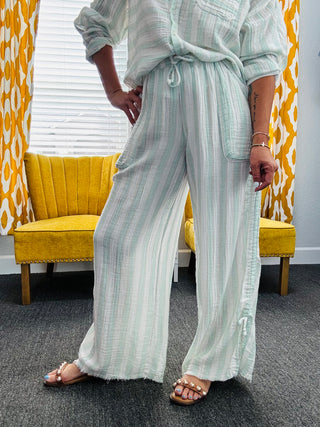 Mint Coastal Striped Pants